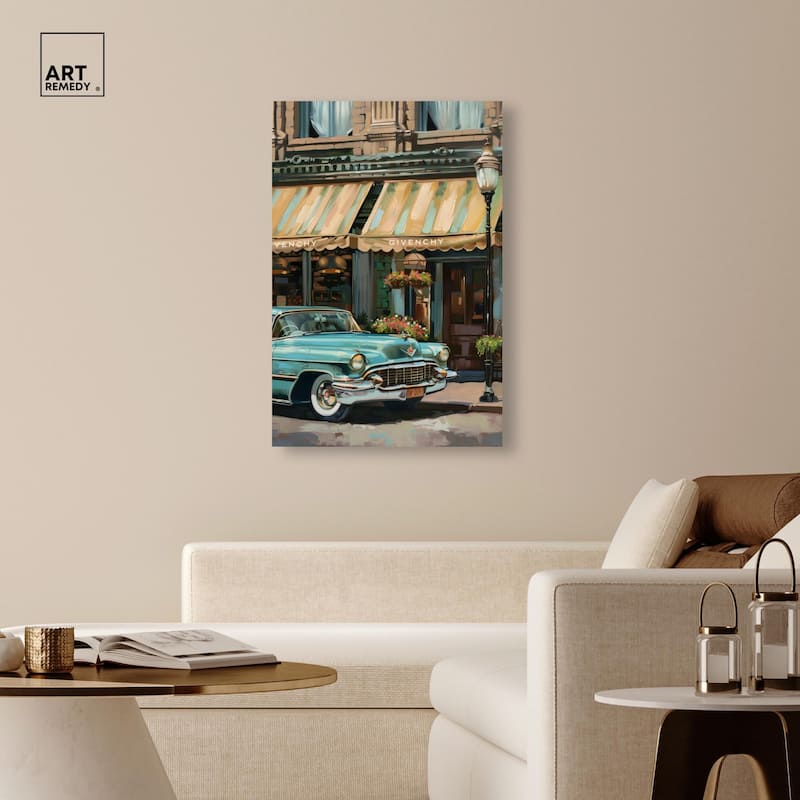 Classic Car Store Visit II Canvas by Art Remedy, Gallery Wrapped