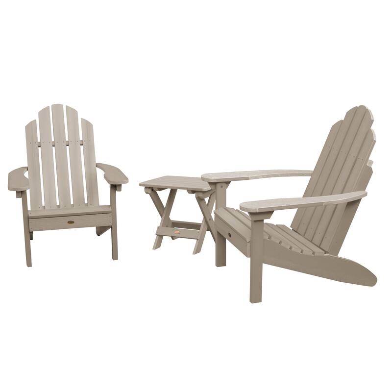 3 Piece Set Outdoor Adirondack Chairs and Folding Side Table - Woodland Brown