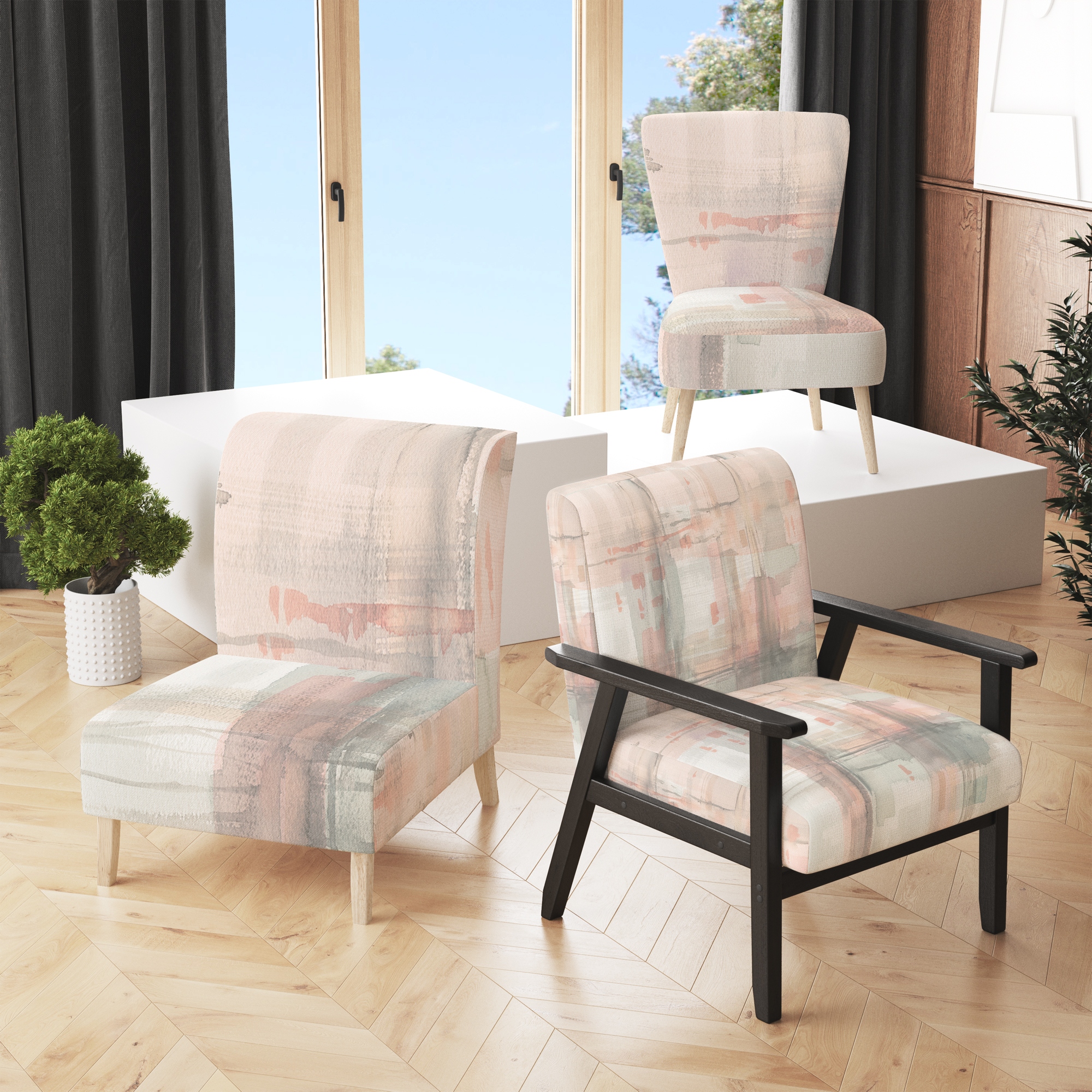 Grey and top pink chair