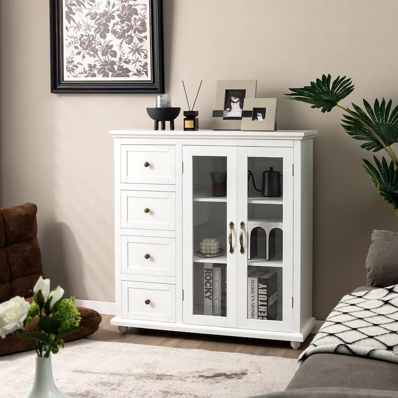 Costway Buffet Sideboard Table Kitchen Storage Cabinet w/ Drawers &