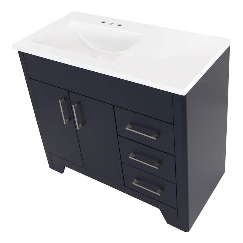 Spring Mill Cabinets Salil 36.5" Bathroom Vanity With Cabinet, 2 Drawers, and Offset Sink