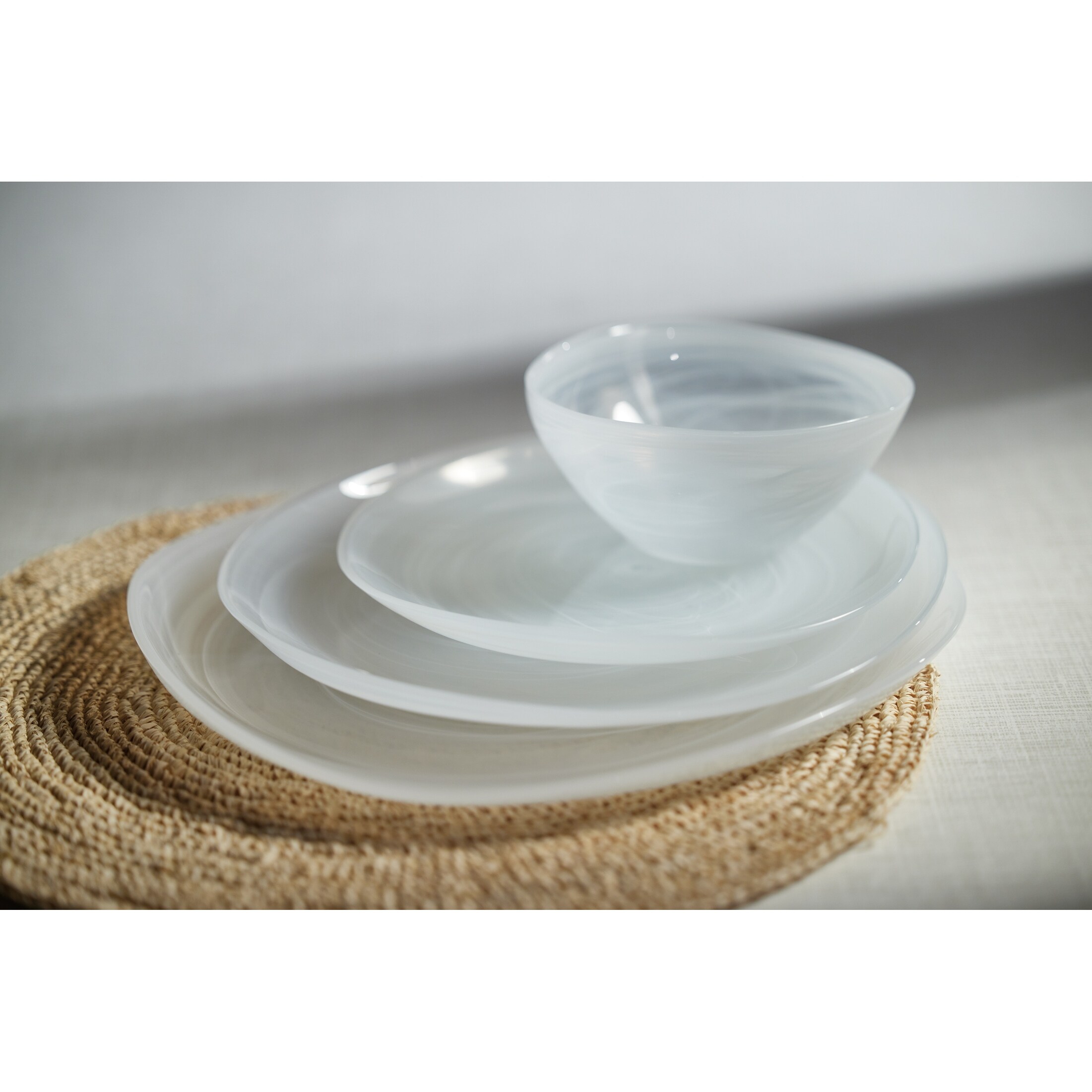 Reneta Alabaster Glass Plates Set of 6 11.5