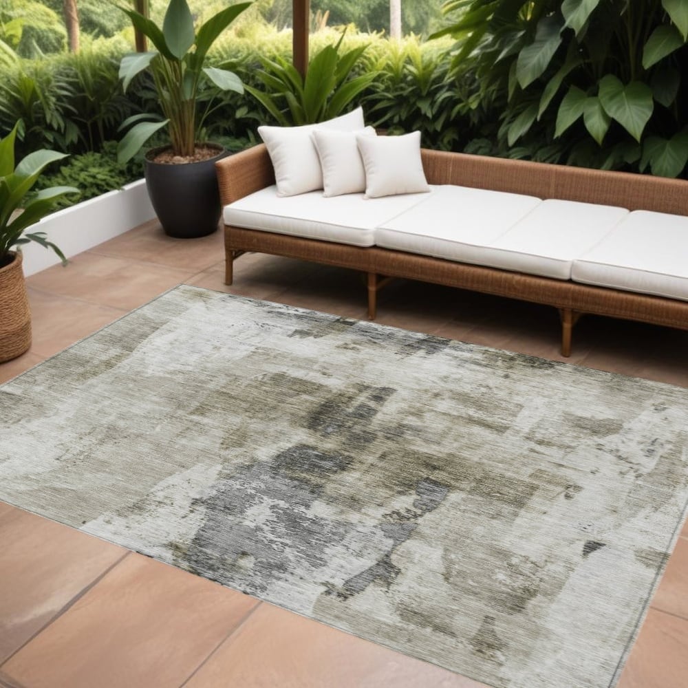 HomeRoots Abstract Transitional Rectangle Outdoor Rug