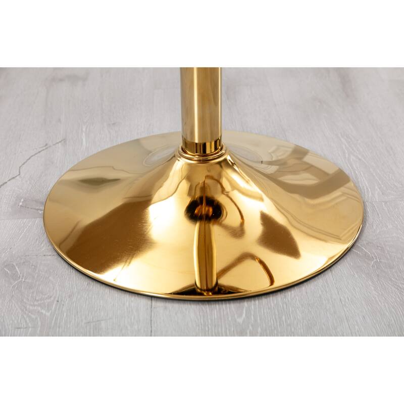 Velvet Bar Chair, Pure Gold Plated, 360 Degree Rotation, Adjustable Height, For Dinning Room And Bar, Set Of 2