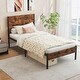 preview thumbnail 1 of 7, Twin Bed Frame with Rustic Wooden Headboard and Noise-Free Design Rustic-Brown-Black