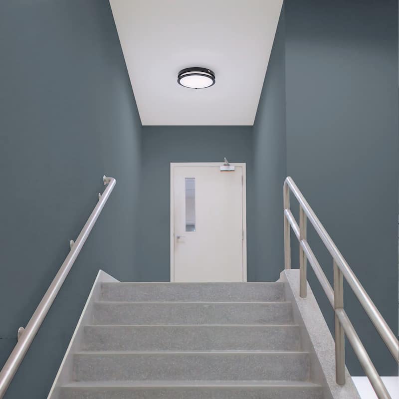 Glamour 13 Inch LED Flush Mount Emergency Battery CCT Selectable Black Finish