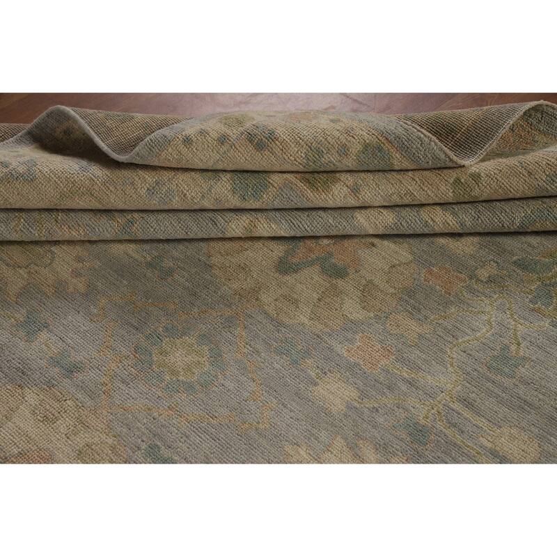 Hand Knotted Oriental 100% Wool Carpet Transitional All-Over Greys & Charcoal Oushak Area Rug - 10' 0'' X 8' 1''