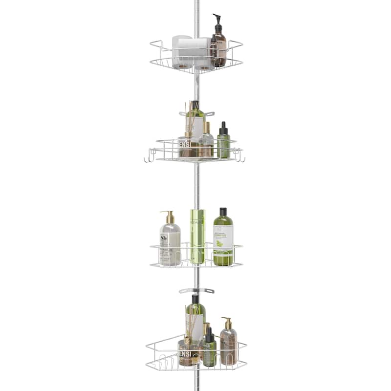 Tension Pole Corner Shower Caddy with 4 Adjustable Baskets - Chrome