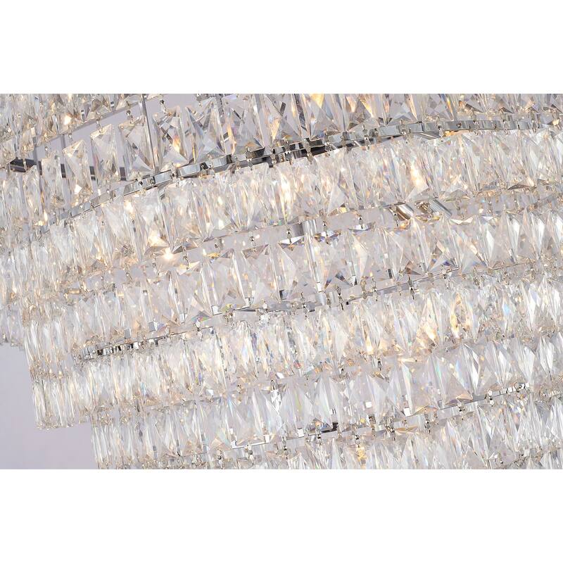 32" Chrome Metal 7-Tier Chandelier With Clear Crystals
