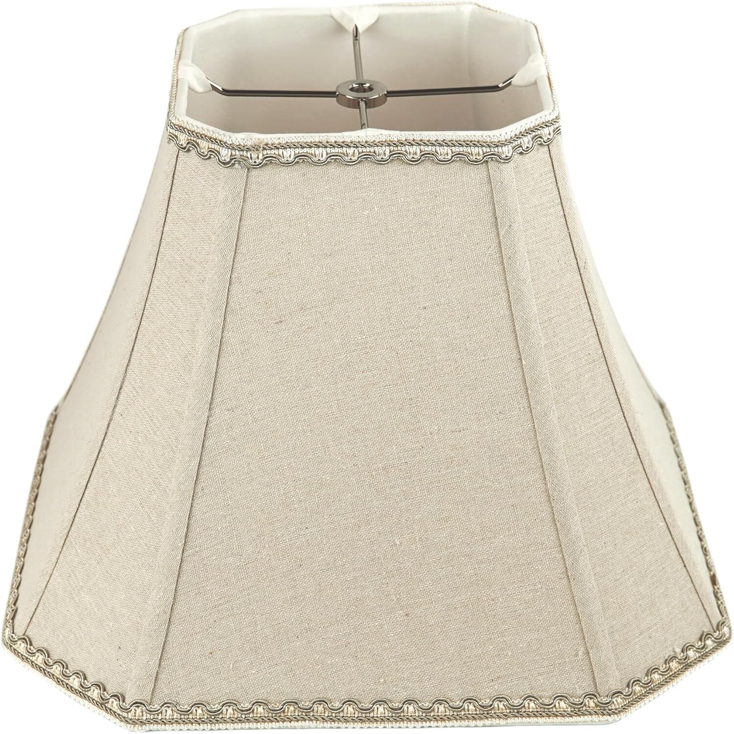 Bell Rectangle Cut Corner Linen Lampshade with Lace Trim - Picture 13 of 14