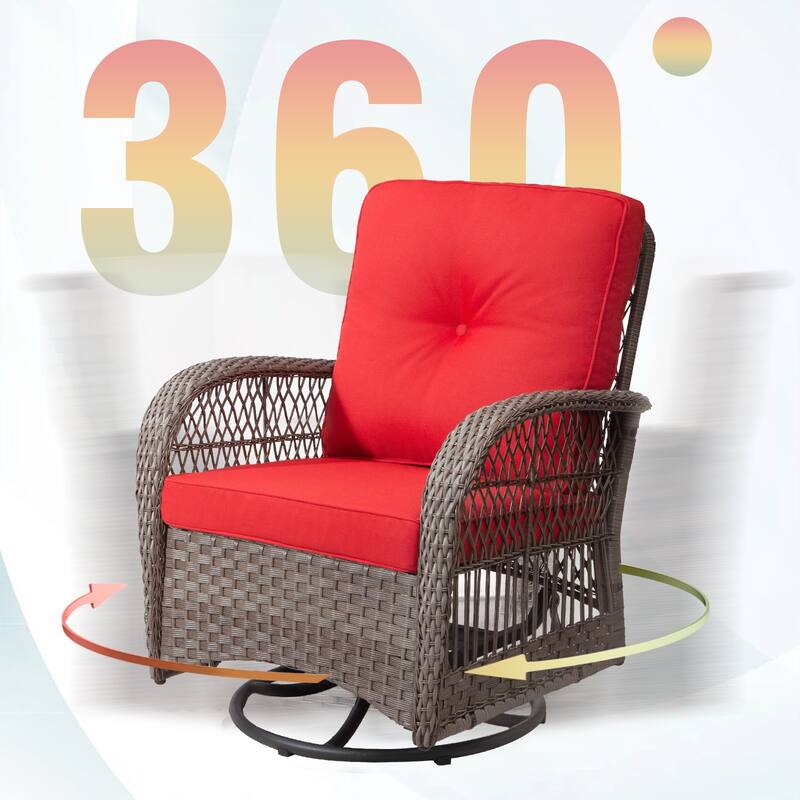 Cozywor 3Piece Wicker Outdoor Patio Swivel Rocking Chair Set On Sale