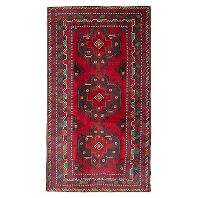 ECARPETGALLERY Hand-knotted Teimani Red Wool Rug - 3'11 x 7'0