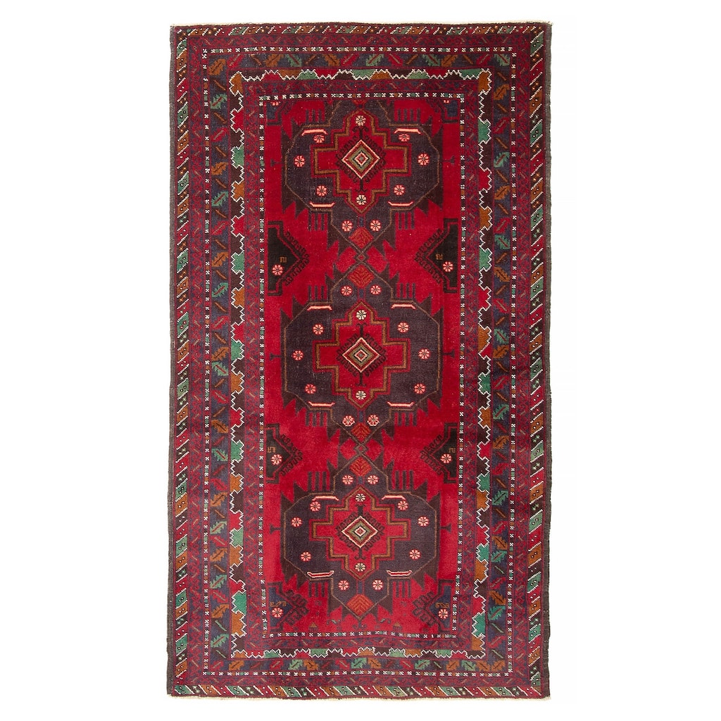 ECARPETGALLERY Hand-knotted Teimani Red Wool Rug - 3'11 x 7'0