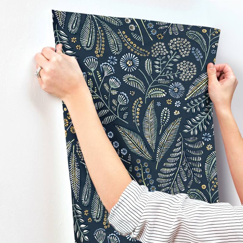 A-Street Prints Briar Navy Floral Wallpaper