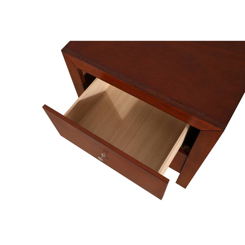 Cherry Nightstand 25x22x17 with Two Drawers, Compact Bedside Table for Bedroom Storage and Warm Stylish Finish Accent