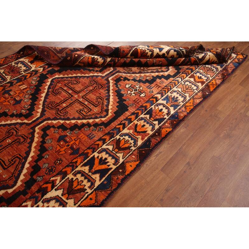 Hand Knotted Oriental 100% Wool Carpet Traditional Tribal Oranges & Rust Lori Area Rug - 8' 2'' X 4' 3''