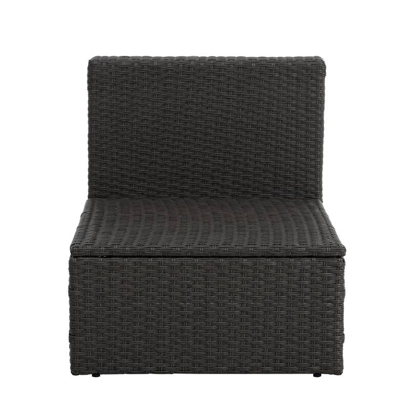 GDFStudio - Modern 7-Piece Outdoor PE Wicker Patio Set with Lounger Sofa, Seats 6