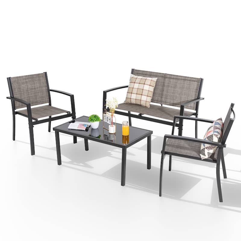Futzca 4-Piece Outdoor Patio Furniture Set, Textilene Bistro Patio Set