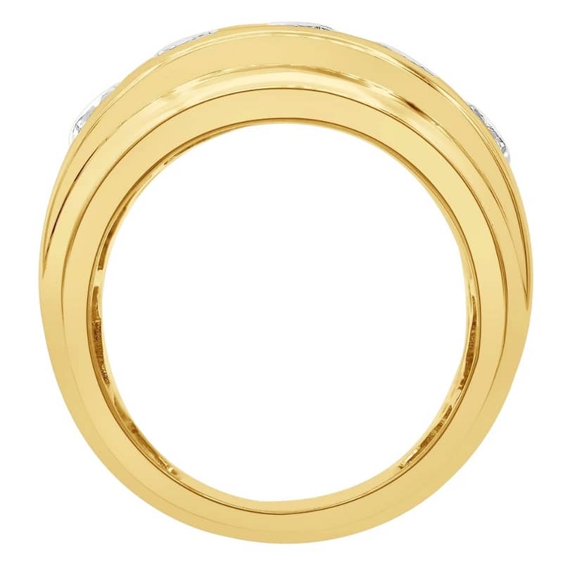 4Ct Diamond Men's Six Stone Anniversary Wedding Ring in 10k Yellow Gold