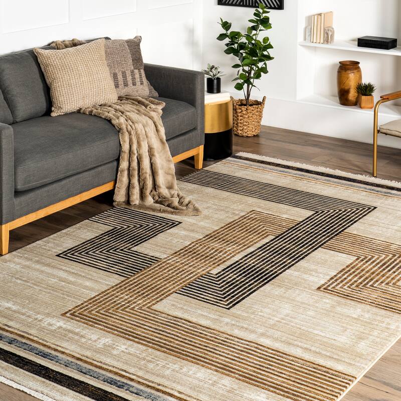 Nuloom Aline Contemporary Striped Fringe Area Rug