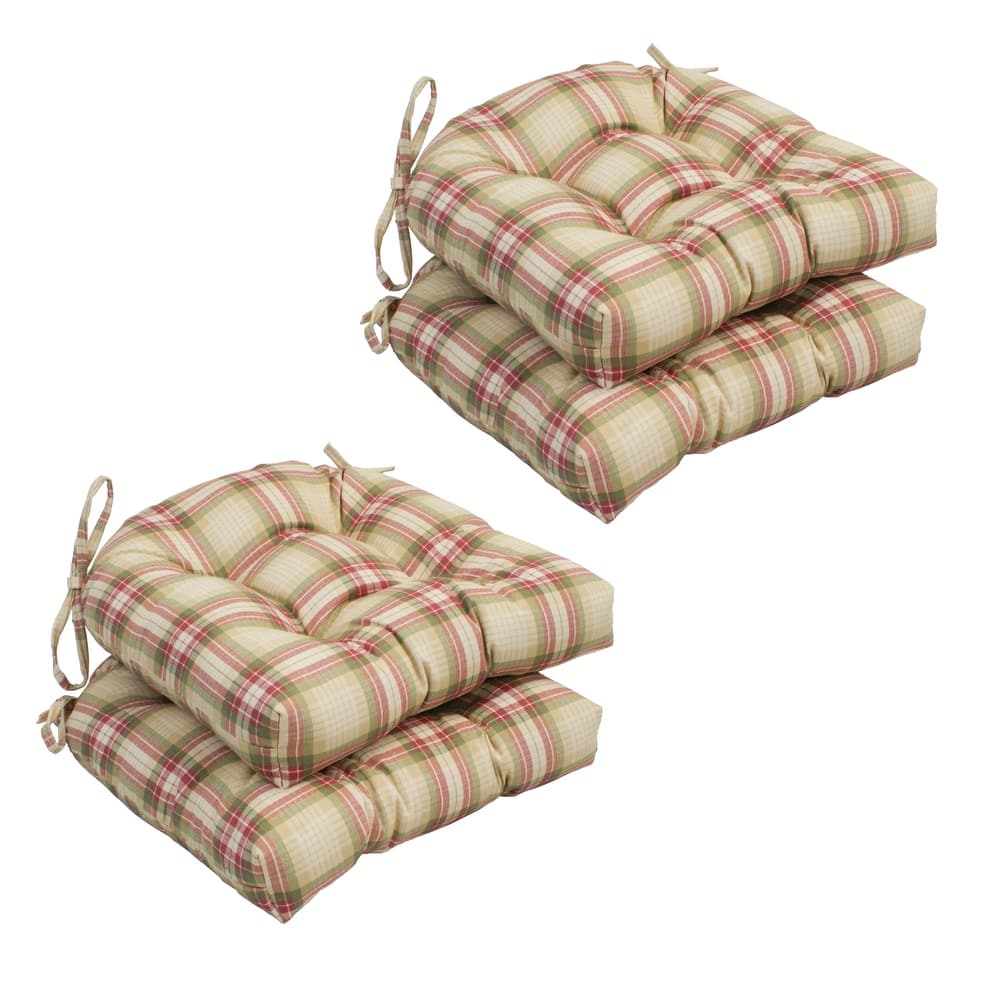 16-inch Rounded Back Tufted Indoor Chair Cushion (Set of 2, 4, or 6, Multiple Fabrics) - 16 x 16