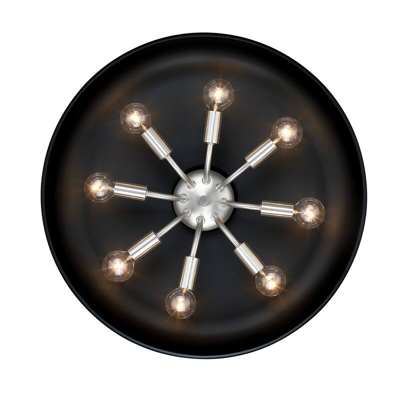 Forbidden Springs 60 Watt 8-Light Matte Black Down Pendant Light with Metal Shade - 7.75