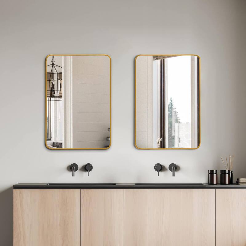 24x32 Inch Metal Framed Rectangular Bathroom Mirror for Wall