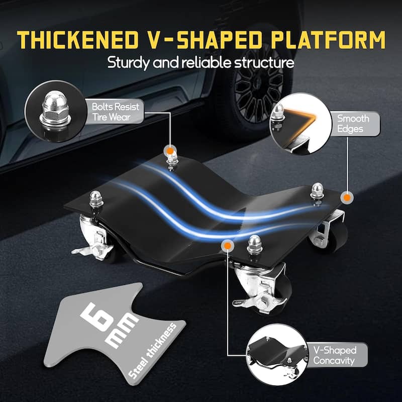 Heavy Duty Vehicle Wheel Dollies for Moving Cars, Trucks, SUVs