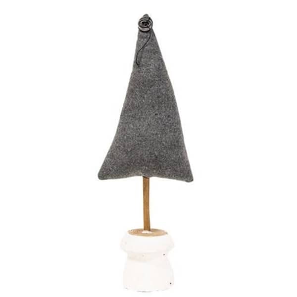 slide 1 of 1, Gray Fabric Tree 15.5" - 3"W X 5.75"L X 15.50"H