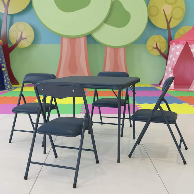 Kids 5-Piece Classroom Folding Table and Chairs Set - 2'0" x 1'8" x 2'0" Square