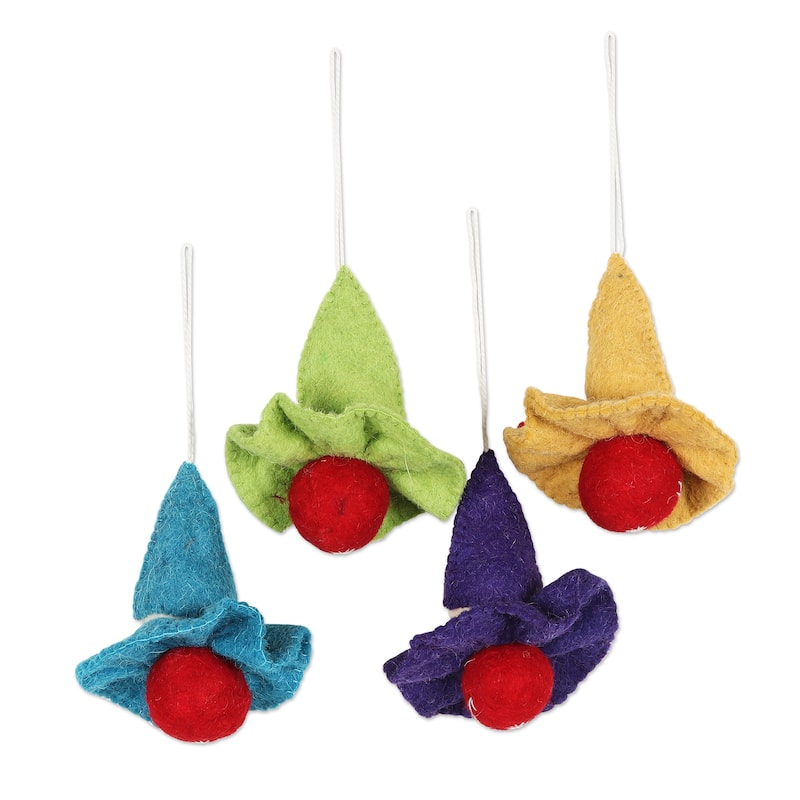 Novica Handmade Cheerful Cherubs Wool Felt Ornaments (Set Of 4)