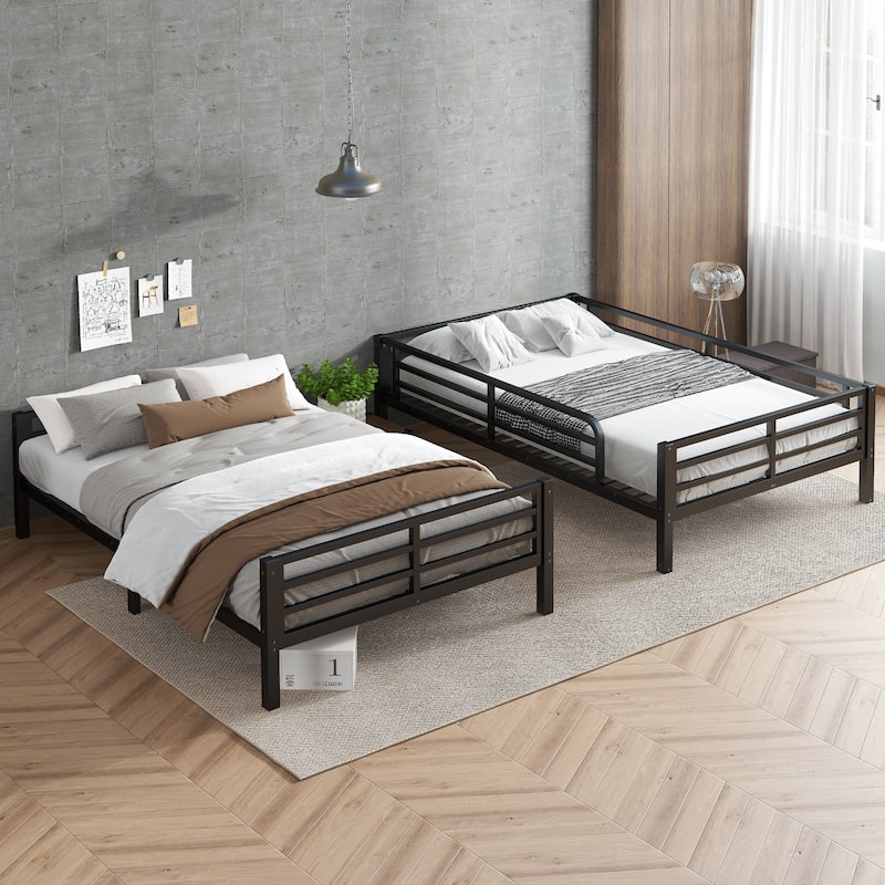 Full XL-over-Full XL Metal Bunk Bed with Noise Reduction and Under-Bed Storage