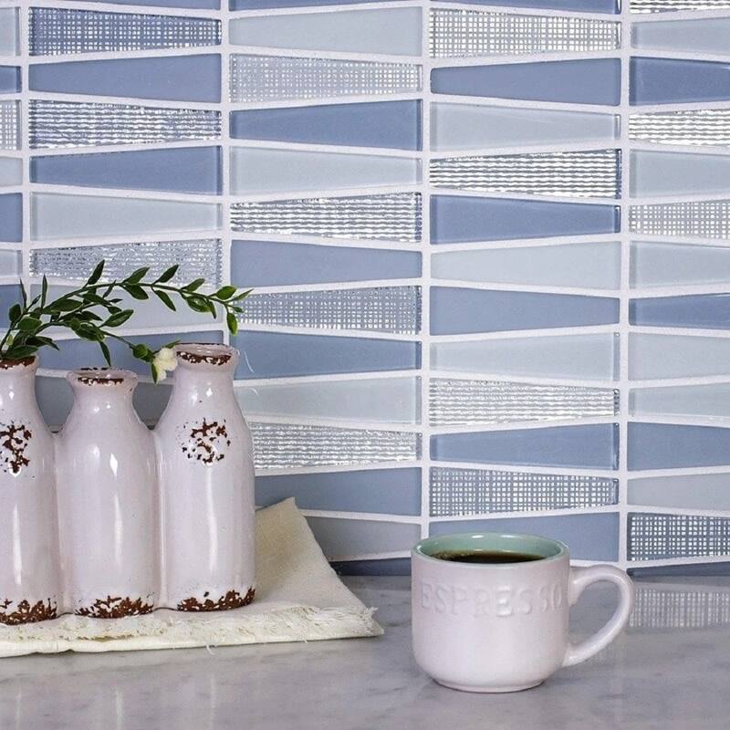 Apollo tile 12" x 13" Glacier Glossy Matte White Blue Glass Tile (5.38 sq ft/case) - 5 Pack