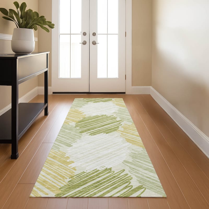 Premium Washable Super Soft Casual Contemporary Mayfield Rug - Green - 2'3" x 7'6"