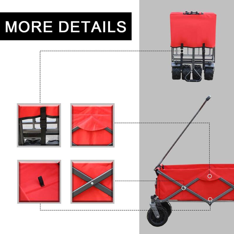 Folding Wagon with All-Terrain Wheels, 230lbs Capacity, Telescoping Handle, and Dust Cover for Beach, Outdoor, and Garden Use