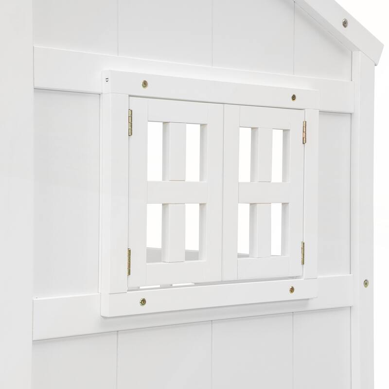 Full Size House Loft Bed with 4 Storage Drawers and Safety Guardrails