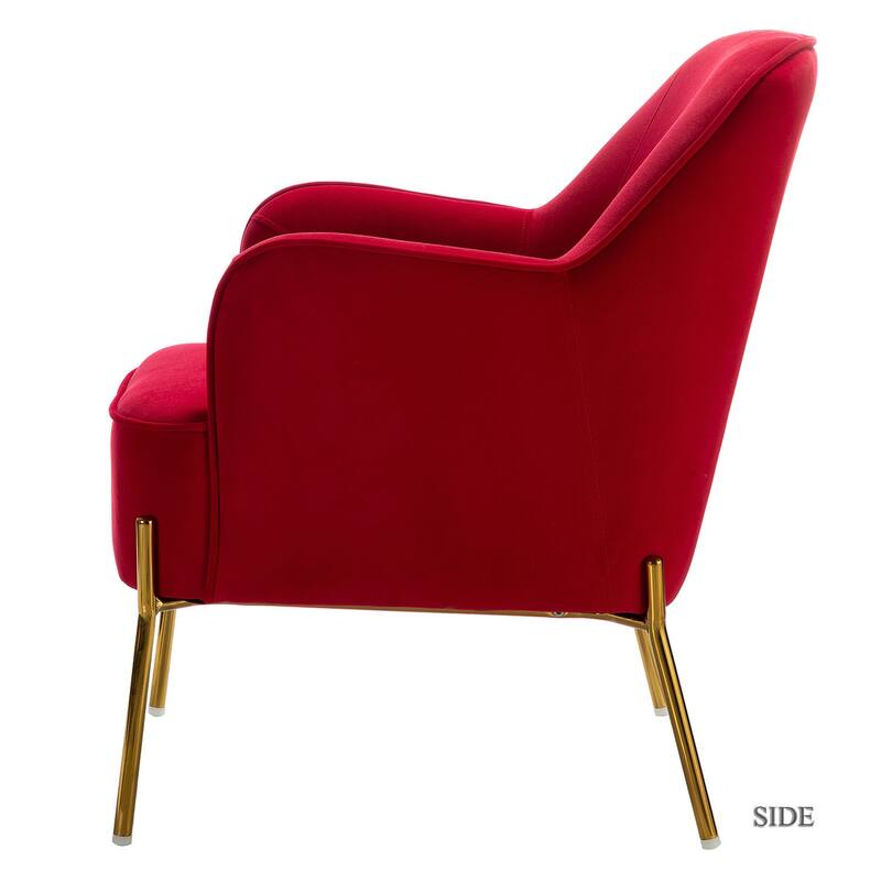 Marina Modern Velvet Accent Chair with Golden Legs Set of 2 by HULALA HOME