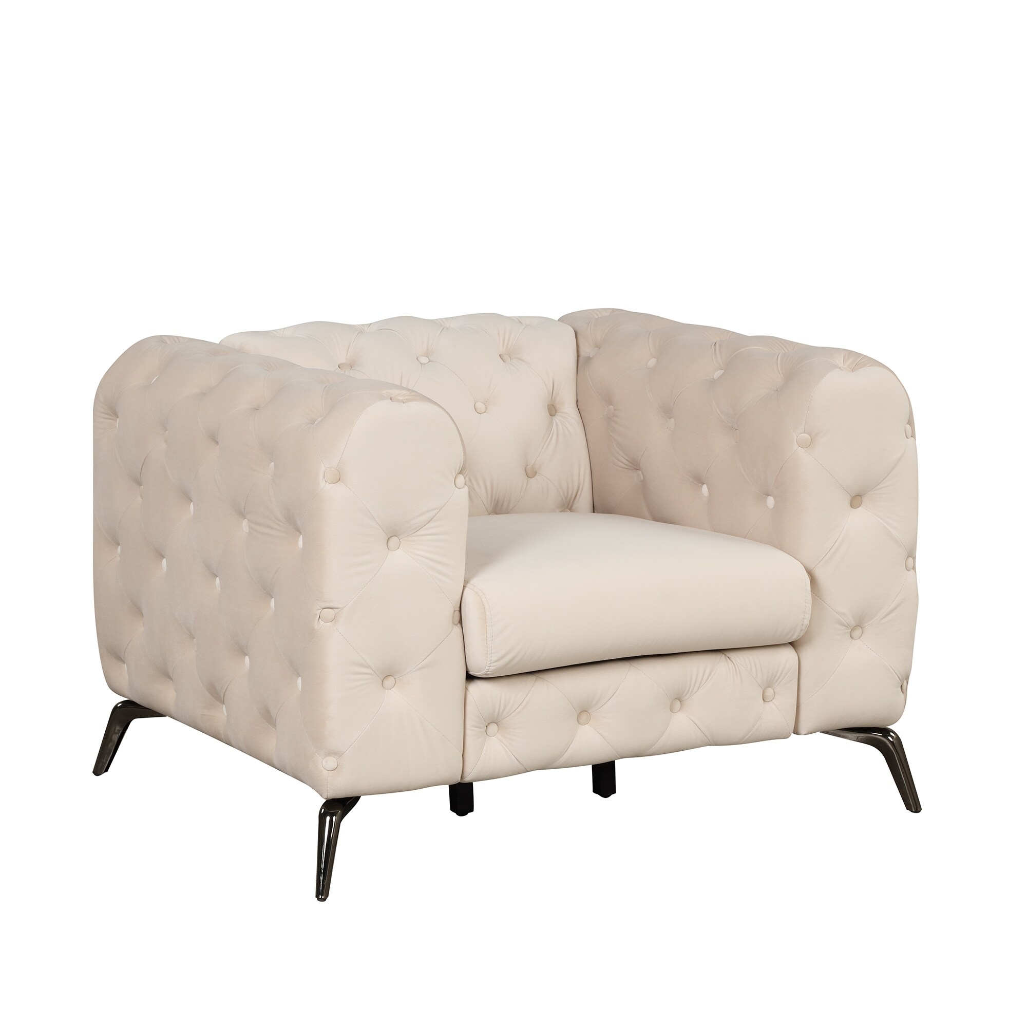 Velvet Upholstered Accent Sofa Modern Single Sofa Chair with