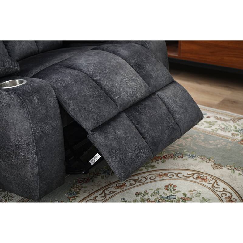 Power Lift Recliner Chair with Heat & Massage, High Density Foam Electric Sofa, Lounge Chair with Side Pockets & Cup Holders - Grey