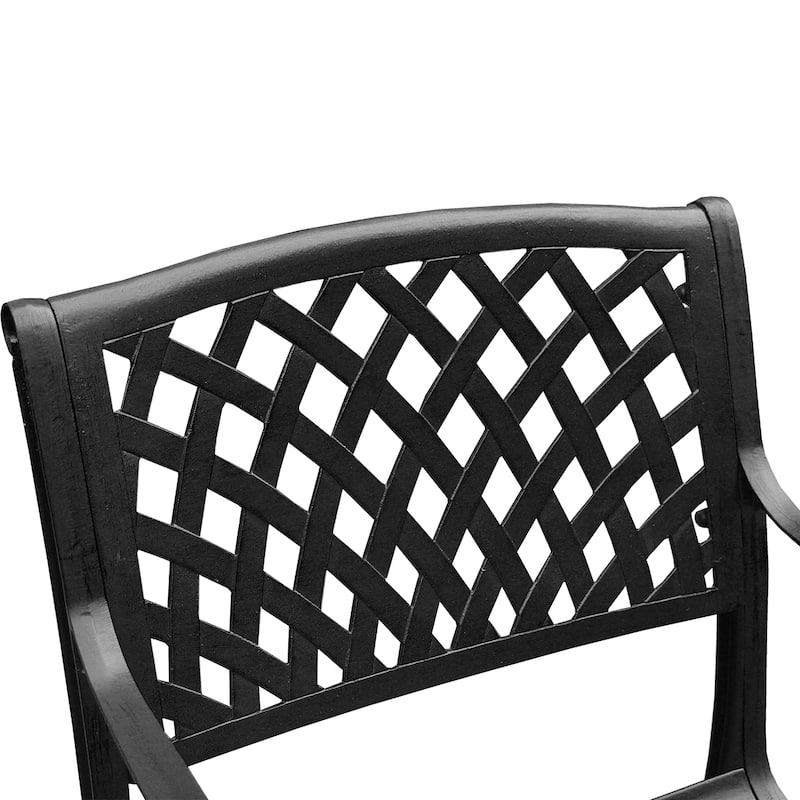 Outdoor Lattice 95-inch Bronze Oval Dining Set with Eight Arm Chairs