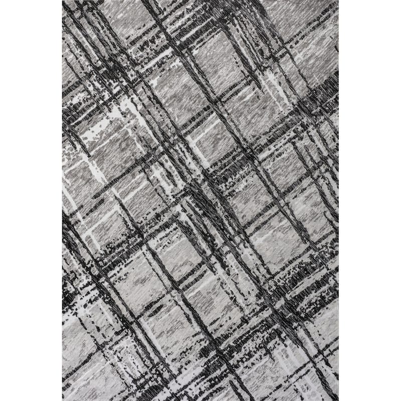 JONATHAN Y Tidal Modern Abstract Area Rug - 3 X 5 - Black/Gray