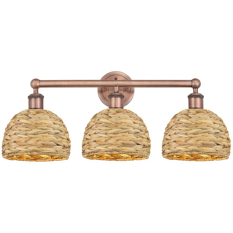 Innovations Lighting Endless Possibilities Edison - Woven Rattan - 3 Light 26" Bath Vanity Light - Antique Copper