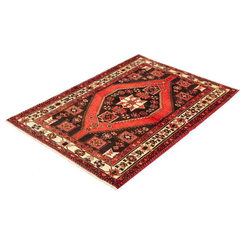 ECARPETGALLERY Hand-knotted Andelz Black Wool Rug - 4'10 x 6'7