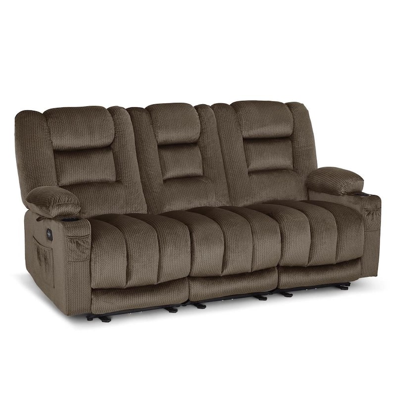 MCombo Power Reclining Loveseat Sofa with Heat and Massage, Fabric PR648