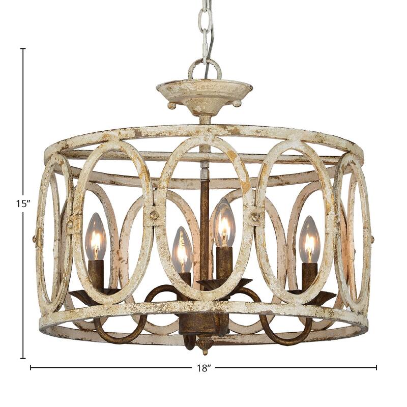 Sophie Semi-Flush/Convertible Chandelier, Distressed White - Distressed White