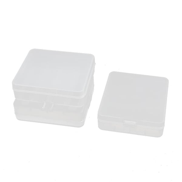 3Pcs 80mmx72mmx23mm Transparent Storage Case Hard Plastic Battery Organizer