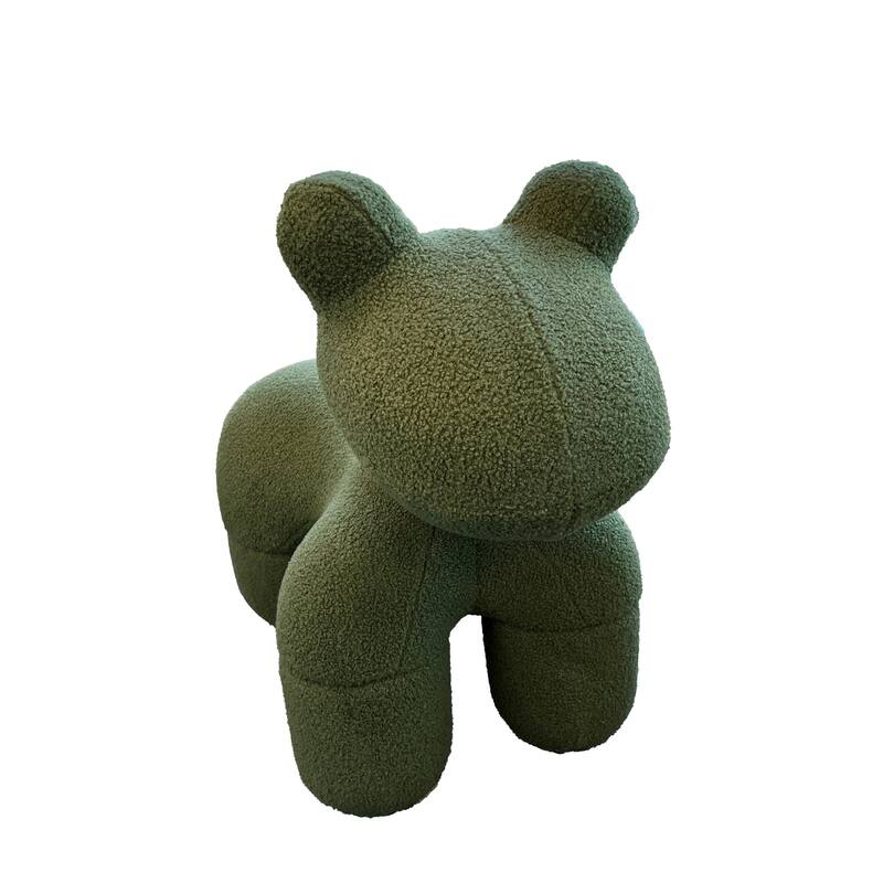 Seira 33 Inch Pony Chair, Stuffed Animal Kids Chair, Green, Solid Wood