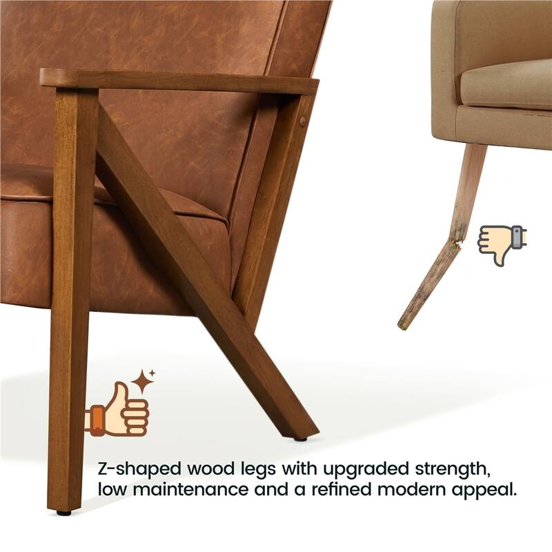 Yaheetech Faux Leather Accent Chair with Wood Legs for Living Room