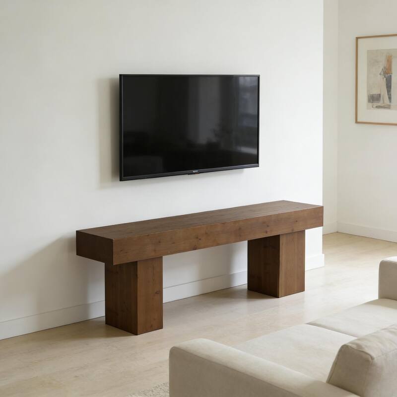 Solid Wood TV Stand for 55/60/65/75 Inch TVs, Entertainment Center Media Console Table for Living Room Bedroom