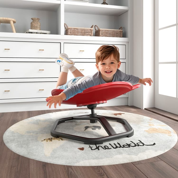 PP Spinning Sensory Swivel Chair with Metal Base and Elephant Design for Kids - 21" L x 19.5" W x 10" H